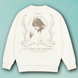 Taylor Swift TTPD Old Habits Die Screaming White Kanga Pocket Crewneck XL
